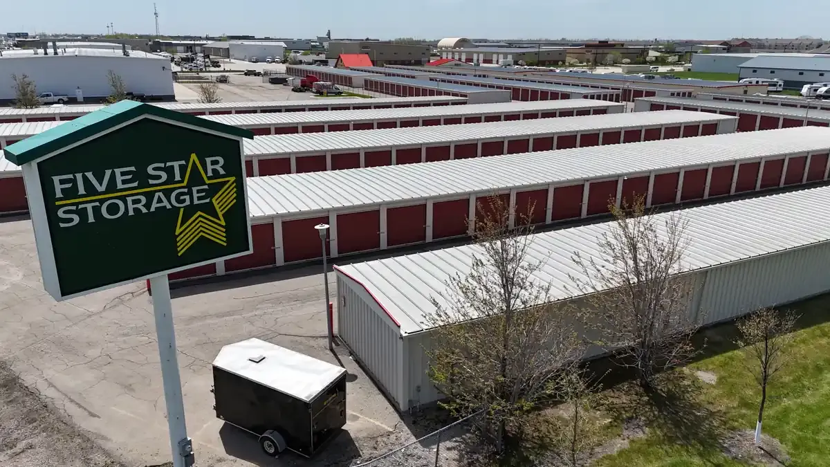 Aerial view of facility with drive up units
